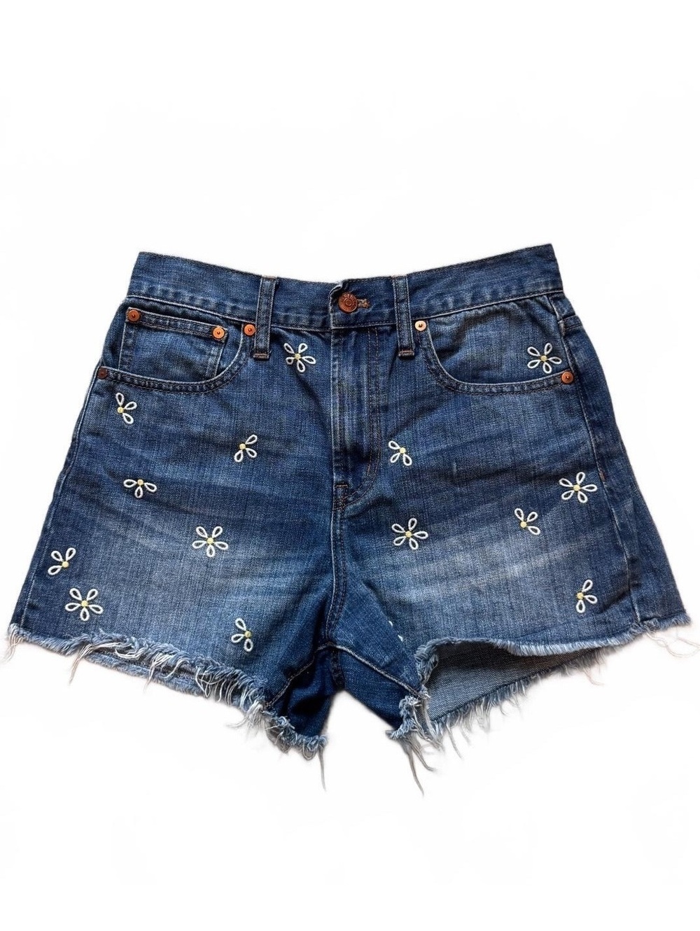 Madewell | Perfect Jean Short Daisy Embroidered Denim Cutoff Shorts Size 26 $89
